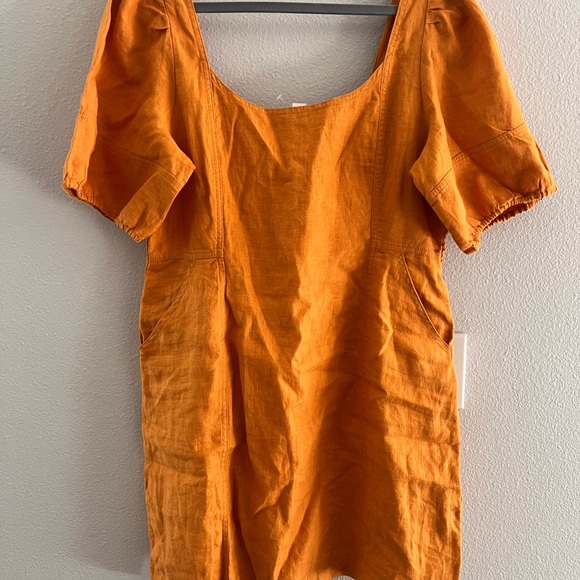 Perfect spring orange dress with pockets - Picture 5 of 7